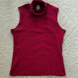 Chico's Sleeveless Red Turtleneck Top